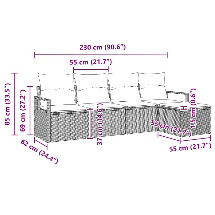 Set de canapea 5 pcs Negru poliratan - WALTI WALTI