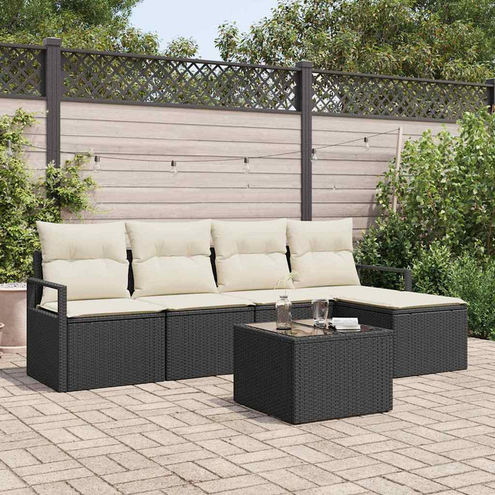 Set de canapele pentru grădină 6 pcs Negru Rattan poli - WALTI WALTI