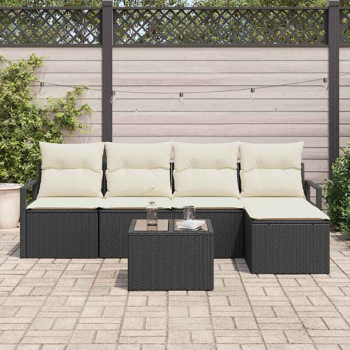 Set de canapele pentru grădină 6 pcs Negru Rattan poli - WALTI WALTI
