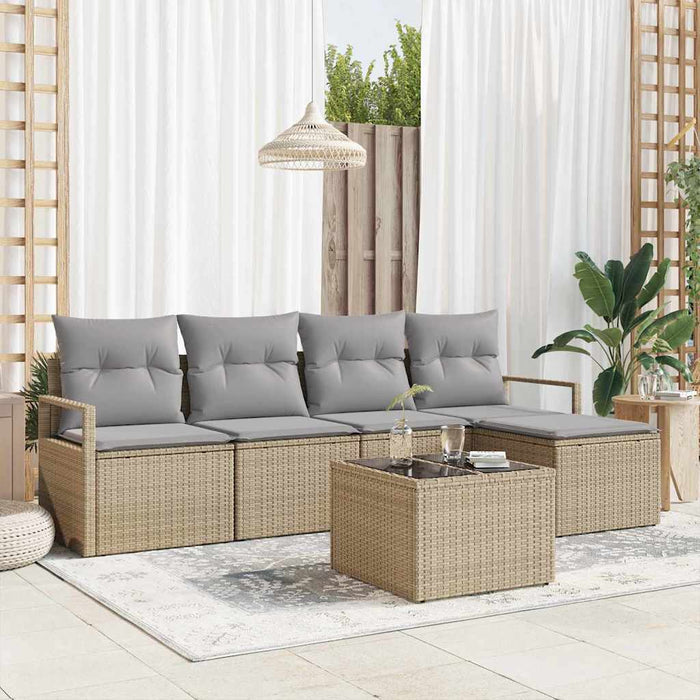 Set de canapele pentru grădină 6 pcs Bej Rattan poli - WALTI WALTI