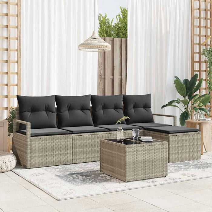 Set de canapele pentru grădină 6 pcs Gri deschis Rattan poli - WALTI WALTI