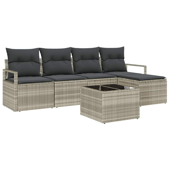 Set de canapele pentru grădină 6 pcs Gri deschis Rattan poli - WALTI WALTI