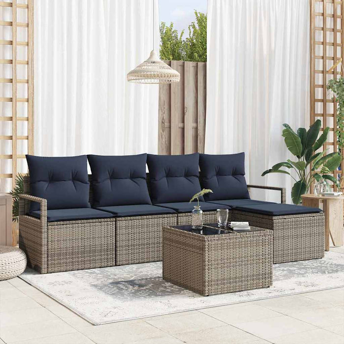 Set de canapea cu pernă 6 pcs Gri poliratan - WALTI WALTI