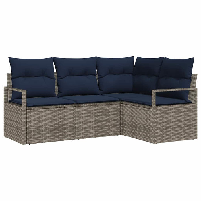 Set de canapea cu pernă 4 pcs Gri poliratan - WALTI WALTI