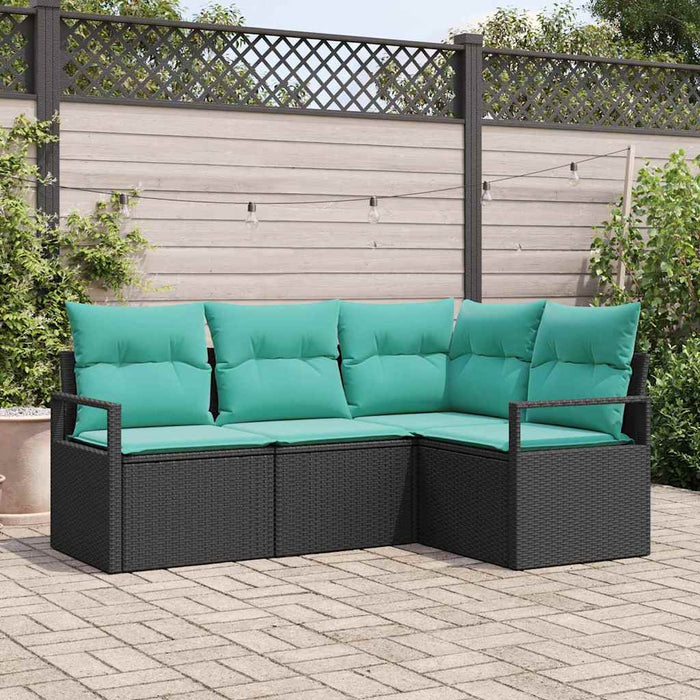 Set de canapea 4 pcs Negru poliratan - WALTI WALTI