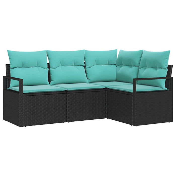 Set de canapea 4 pcs Negru poliratan - WALTI WALTI