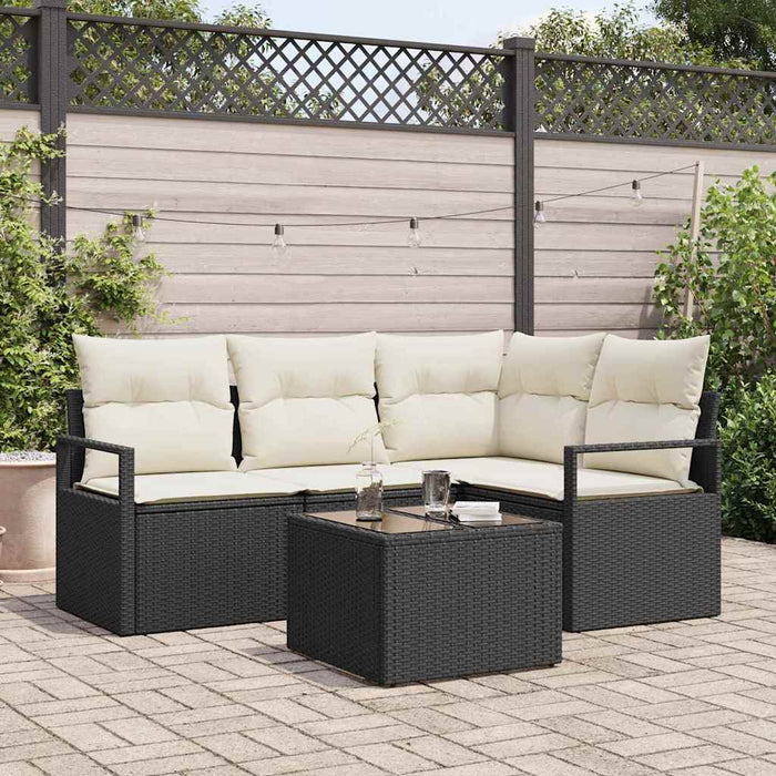 Set de canapea de grădină vidaXL cu 4 piese cu perne Ratan polimer culoare Marron - WALTI WALTI