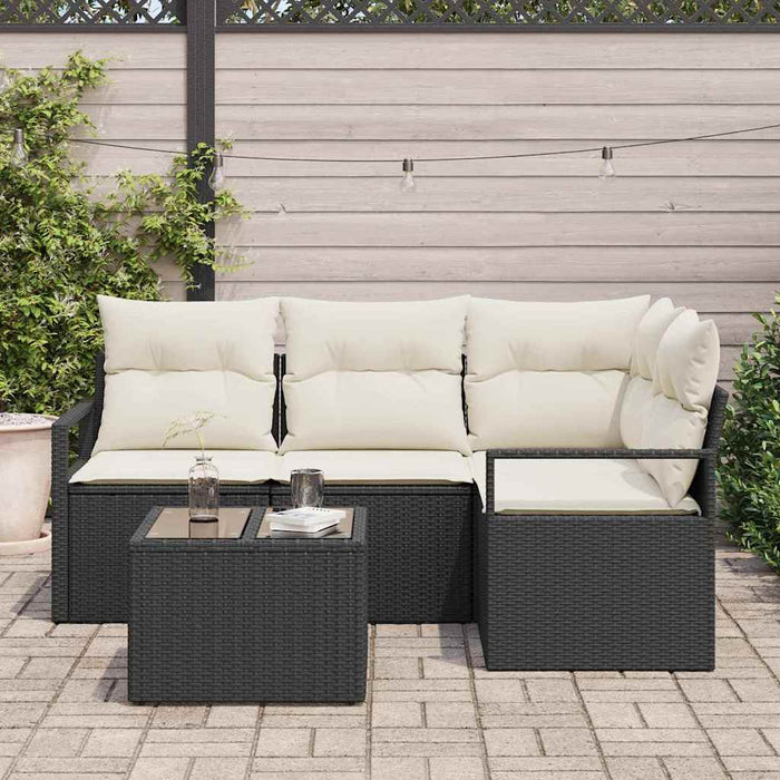 Set de canapea de grădină vidaXL cu 4 piese cu perne Ratan polimer culoare Marron - WALTI WALTI