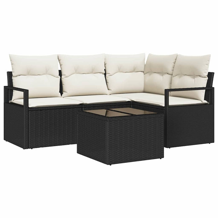 Set de canapea de grădină vidaXL cu 4 piese cu perne Ratan polimer culoare Marron - WALTI WALTI
