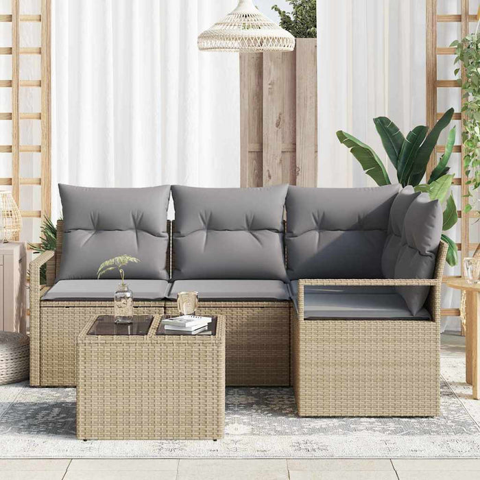 Set de 5 piese de canapea de grădină vidaXL cu perne Ratan Poli Black - WALTI WALTI