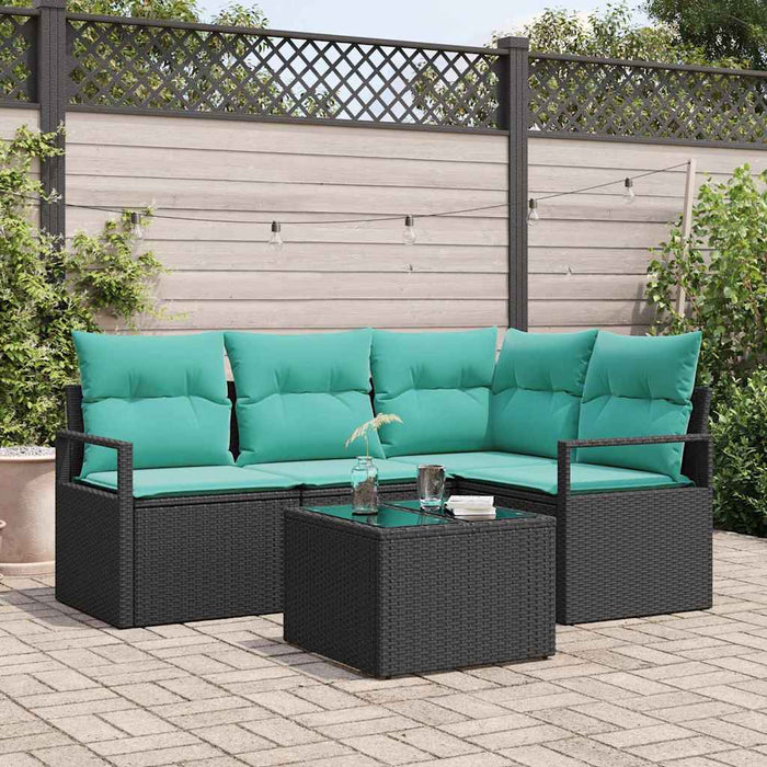 Set de canapea cu pernă 5 pcs Negru poliratan - WALTI WALTI
