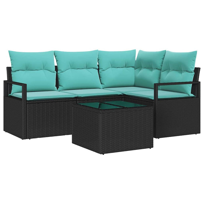 Set de canapea cu pernă 5 pcs Negru poliratan - WALTI WALTI