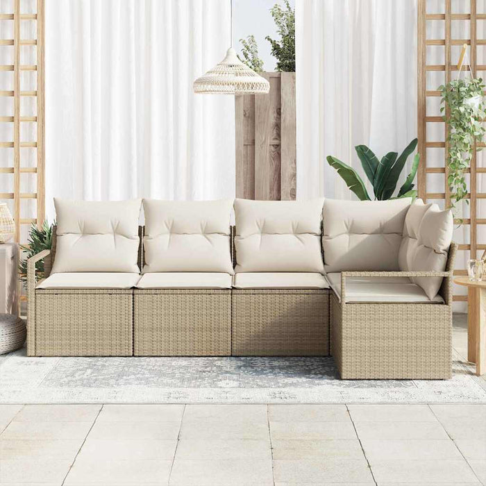 Set de canapea cu pernă 5 pcs Bej poliratan WALTI
