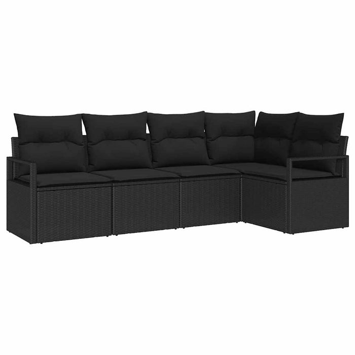 Set de 5 Piese Canapea de Grădină cu Perne Negru Poliratan - WALTI WALTI