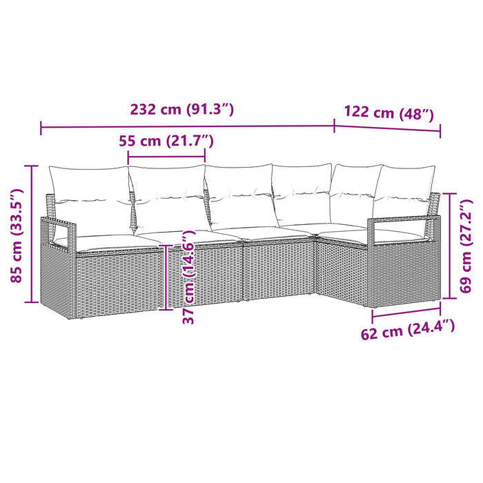 Set de canapea 5 pcs Gri poliratan - WALTI WALTI