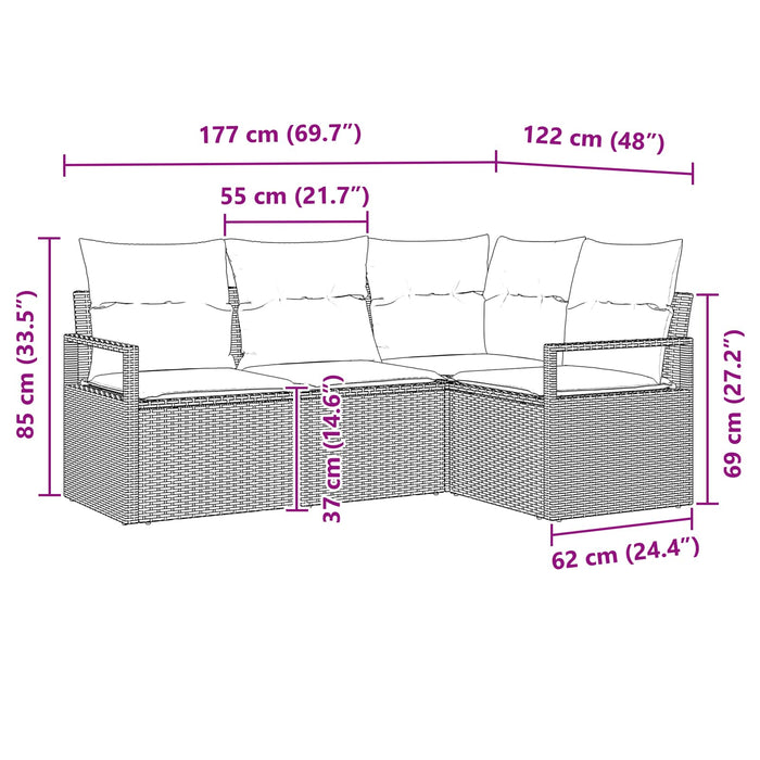 Set de canapea 5 pcs Negru poliratan - WALTI WALTI