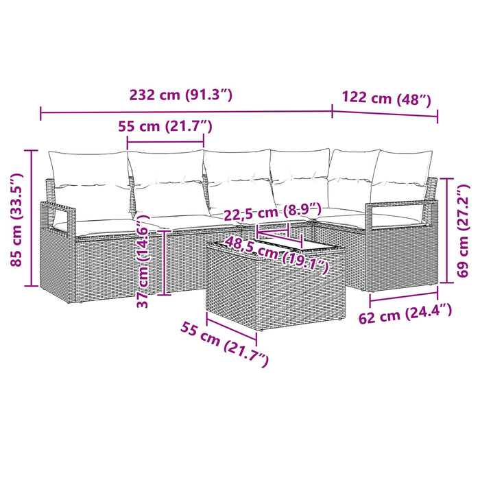 Set de canapea 6 pcs Gri poliratan - WALTI WALTI