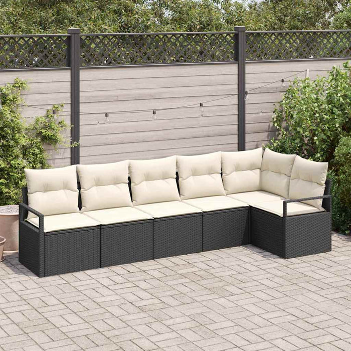 Set de canapea de grădină vidaXL 6 piese cu perne Negru Ratan - WALTI WALTI
