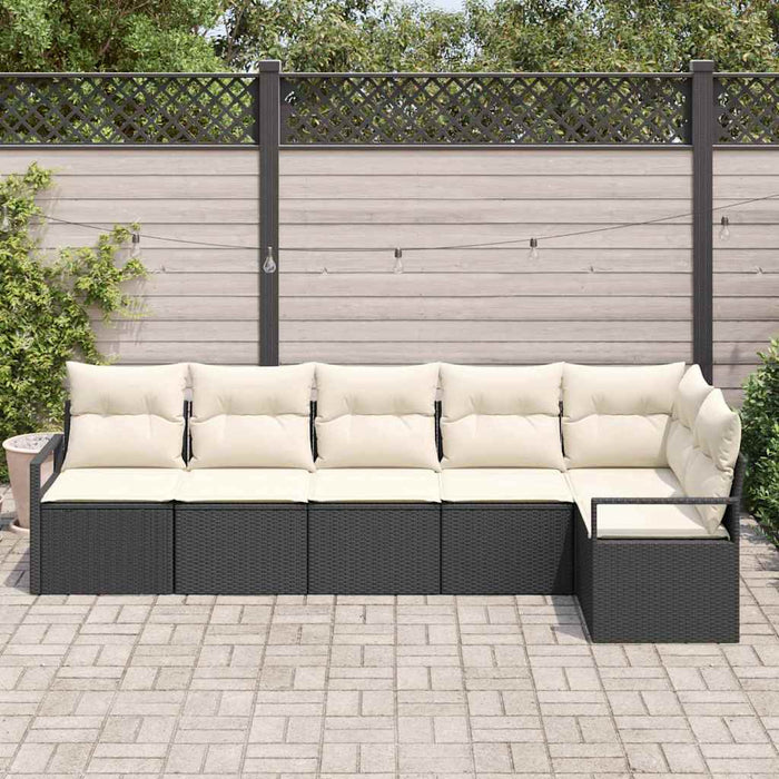 Set de canapea de grădină vidaXL 6 piese cu perne Negru Ratan - WALTI WALTI