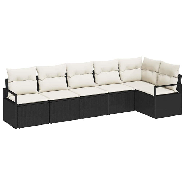 Set de canapea de grădină vidaXL 6 piese cu perne Negru Ratan - WALTI WALTI