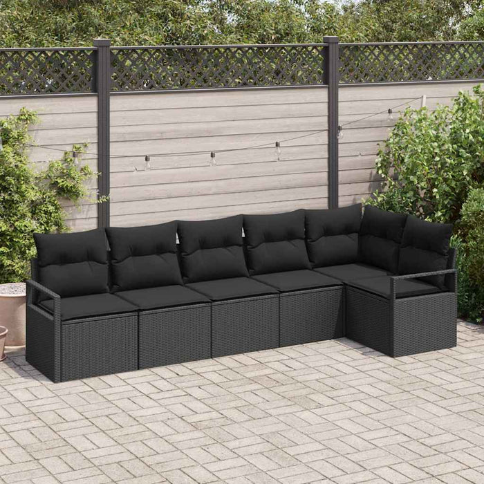 Set de Canapea de Grădină vidaXL 6 Piese cu Pernuțe Negru Ratan Poli - WALTI WALTI