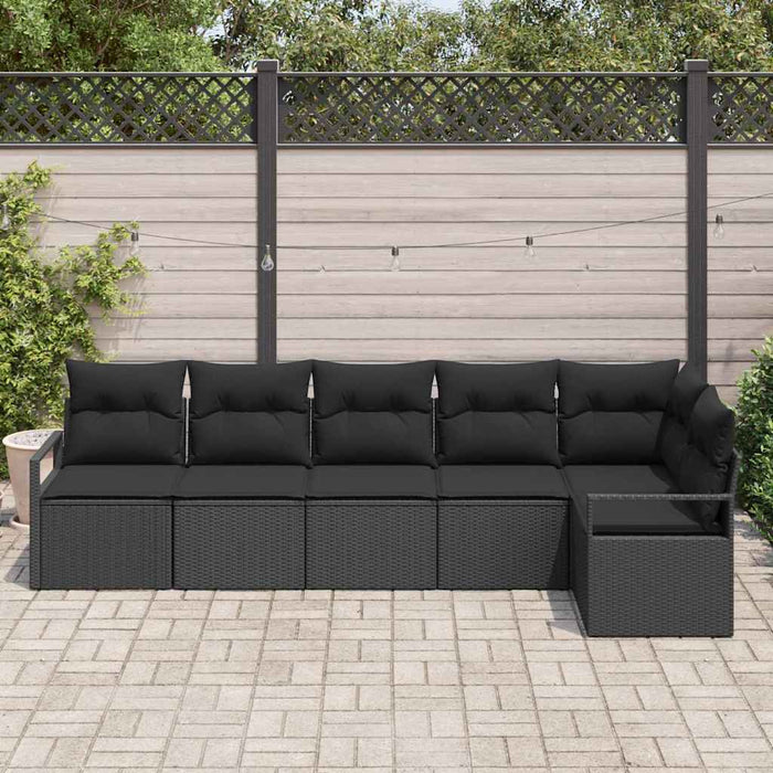 Set de Canapea de Grădină vidaXL 6 Piese cu Pernuțe Negru Ratan Poli - WALTI WALTI