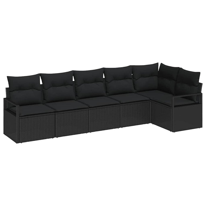 Set de Canapea de Grădină vidaXL 6 Piese cu Pernuțe Negru Ratan Poli - WALTI WALTI