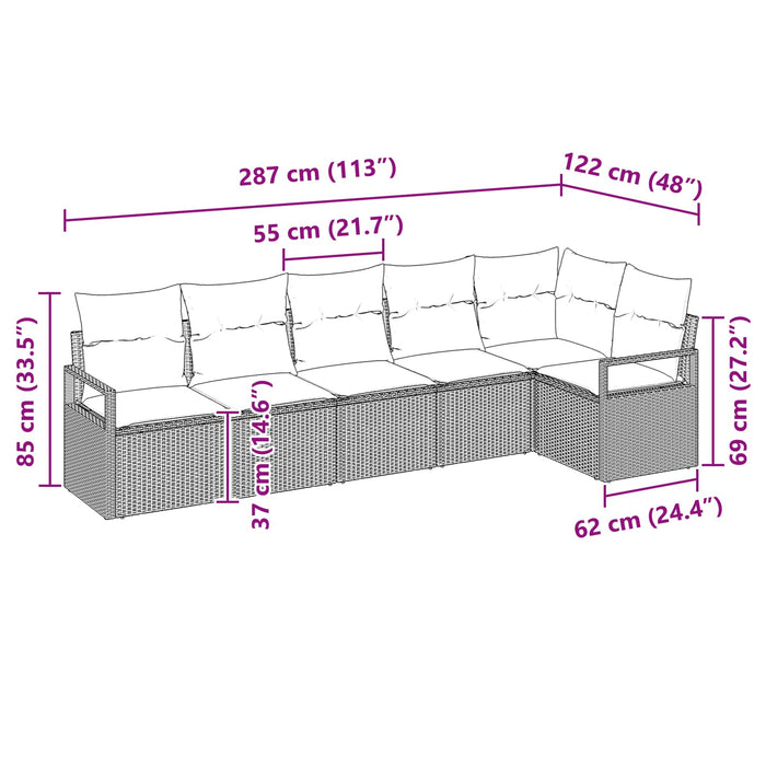 Set de canapea 6 pcs Negru poliratan - WALTI WALTI