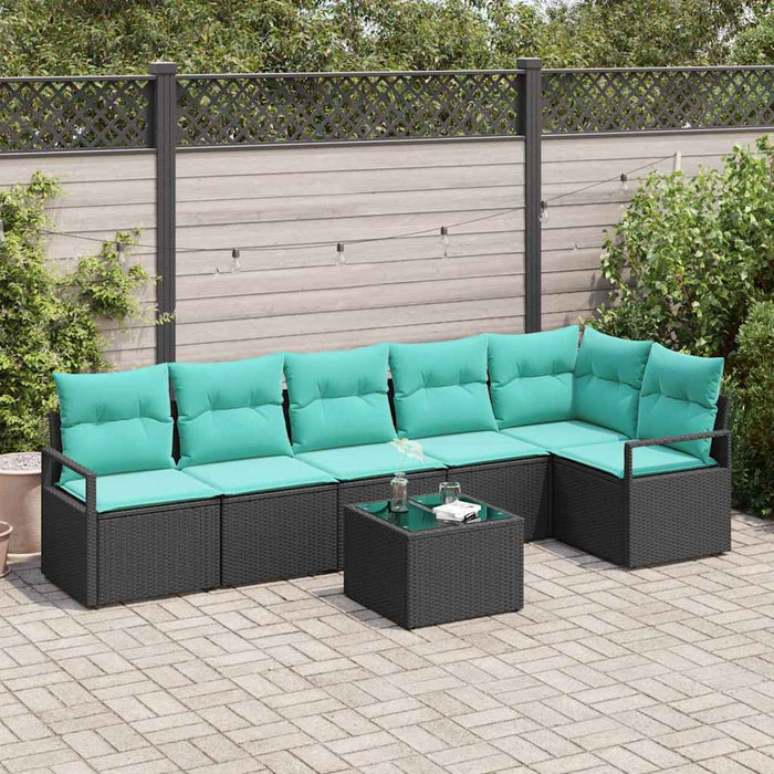 Set de canapea 7 pcs Negru poliratan - WALTI WALTI