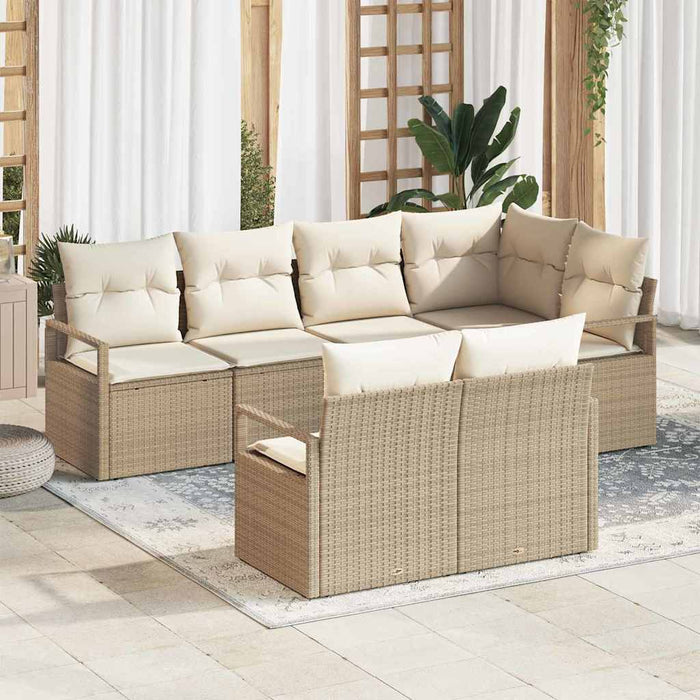 Set de canapea cu pernă 7 pcs Bej poliratan WALTI