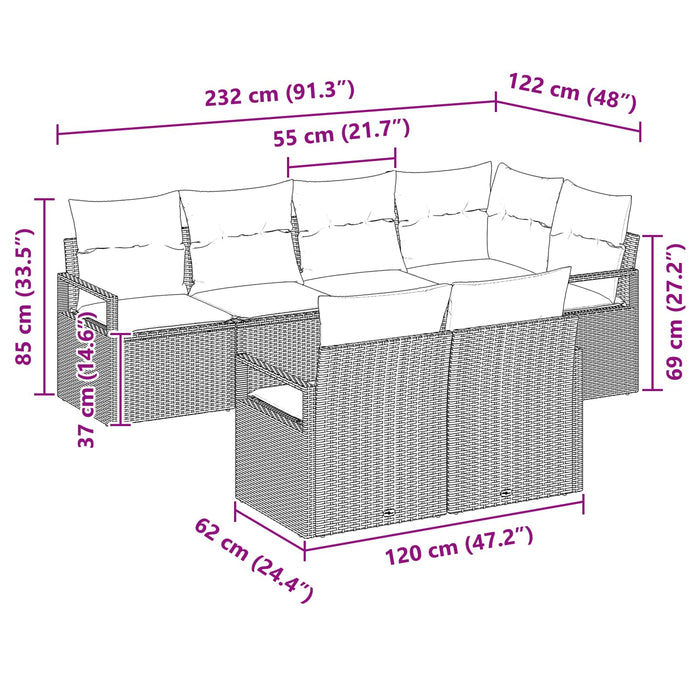 Set de canapea 7 pcs Gri poliratan - WALTI WALTI