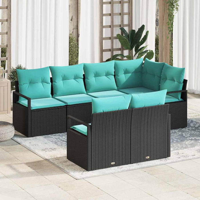 Set de canapea 7 pcs Negru poliratan - WALTI WALTI