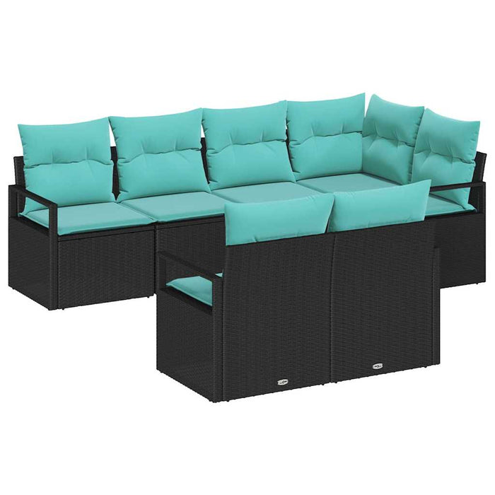 Set de canapea 7 pcs Negru poliratan - WALTI WALTI