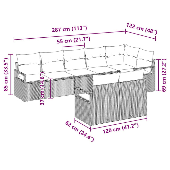 Set canapea vidaXL 8 piese cu perne gri din poliratan - WALTI WALTI