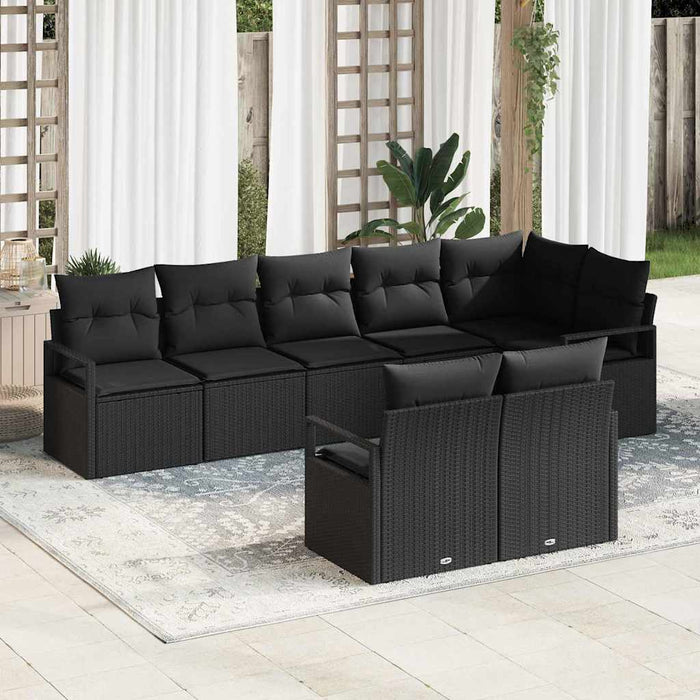 Set de canapele de grădină vidaXL 8 piese cu perne Ratan negru - WALTI WALTI