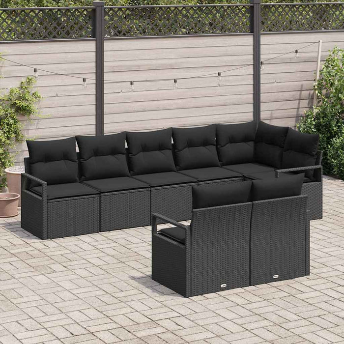 Set de canapele de grădină vidaXL 8 piese cu perne Ratan negru - WALTI WALTI