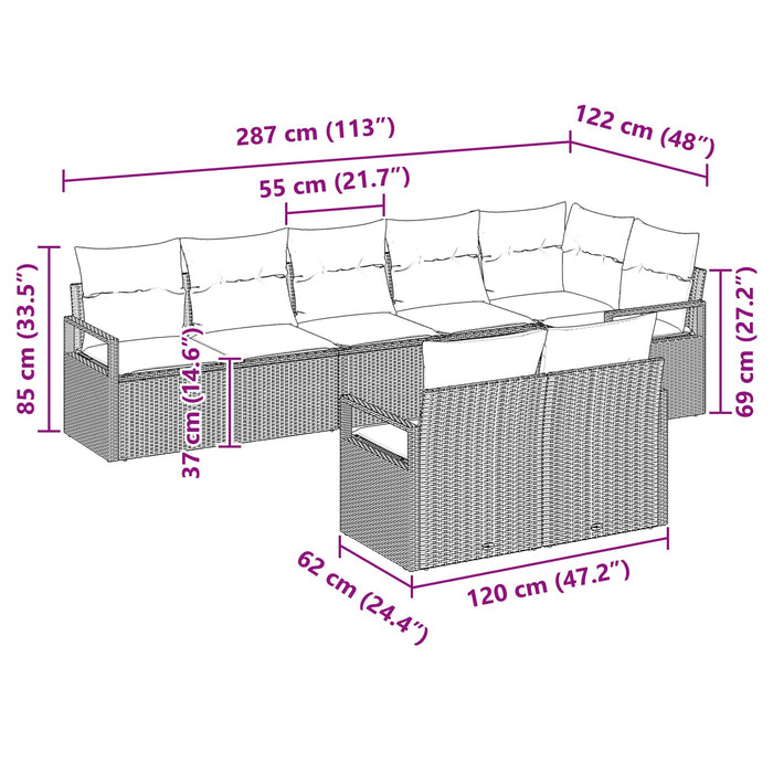 Set de canapea 8 pcs Gri poliratan - WALTI WALTI