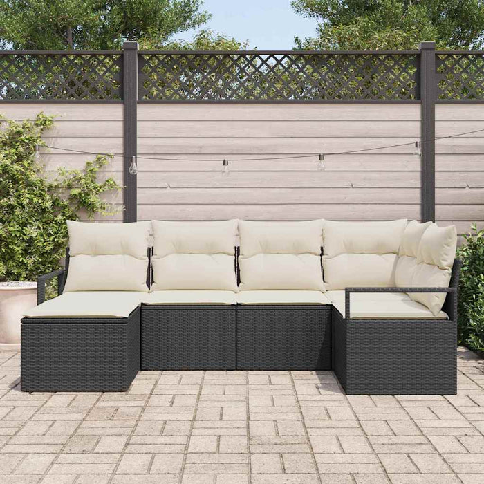 Set de canapea de grădină vidaXL cu perne, 6 piese, Negru, Ratan polimeric - WALTI WALTI