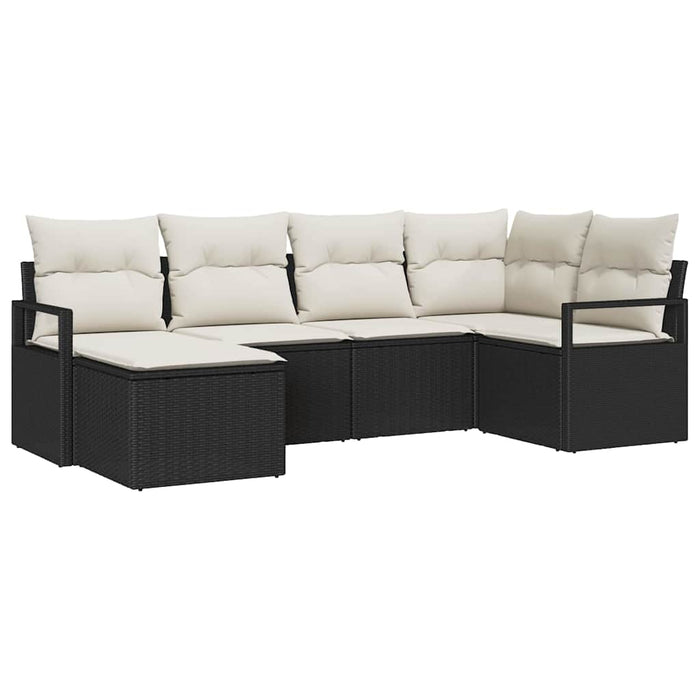 Set de canapea de grădină vidaXL cu perne, 6 piese, Negru, Ratan polimeric - WALTI WALTI