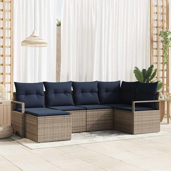 Set de canapea cu pernă 6 pcs Gri poliratan - WALTI WALTI