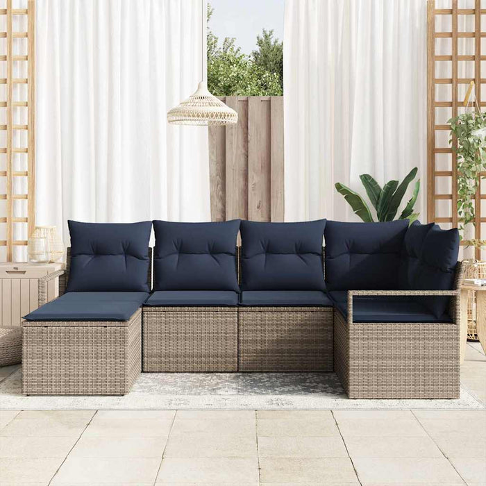 Set de canapea cu pernă 6 pcs Gri poliratan - WALTI WALTI