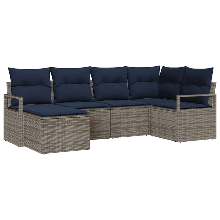 Set de canapea cu pernă 6 pcs Gri poliratan - WALTI WALTI