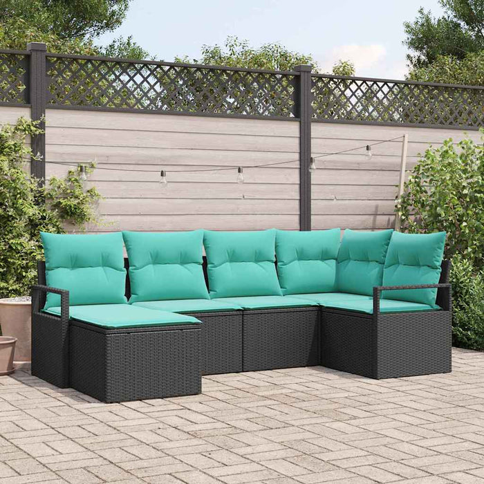 Set de canapea cu pernă 6 pcs Negru poliratan - WALTI WALTI