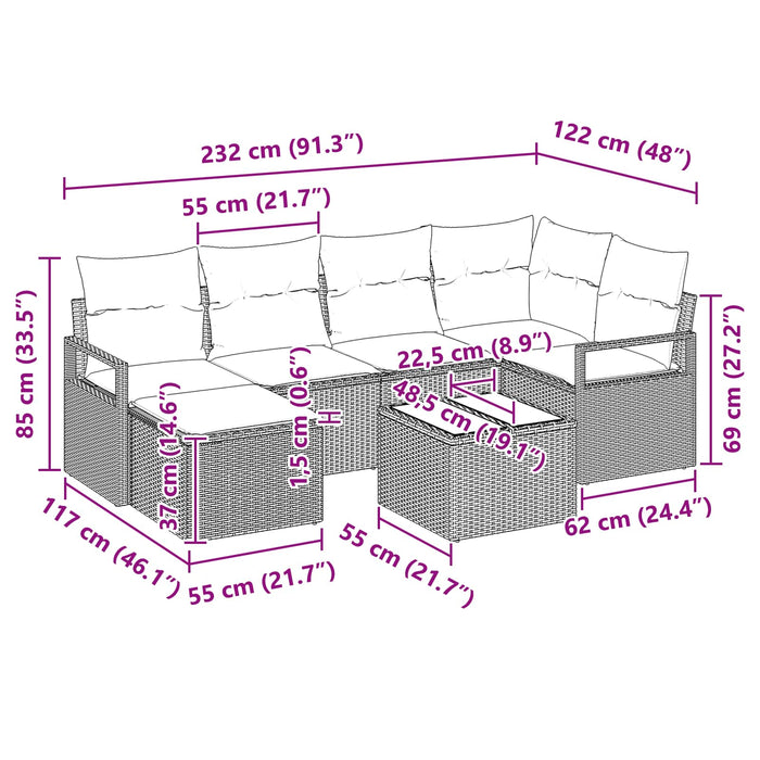 Set de canapea 7 pcs Maro poliratan - WALTI WALTI
