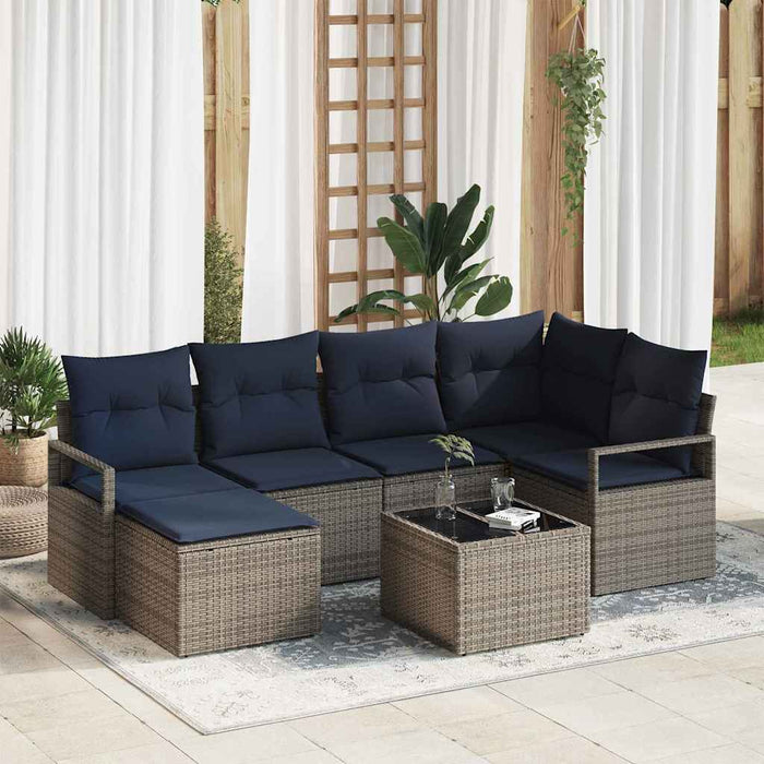 Set de canapea cu pernă 7 pcs Gri poliratan - WALTI WALTI