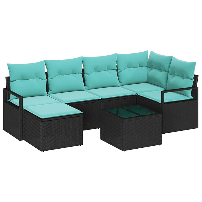 Set de canapea cu pernă 7 pcs Negru poliratan - WALTI WALTI