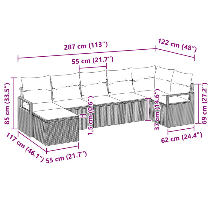 Set de canapea cu pernă 7 pcs Maro poliratan - WALTI WALTI