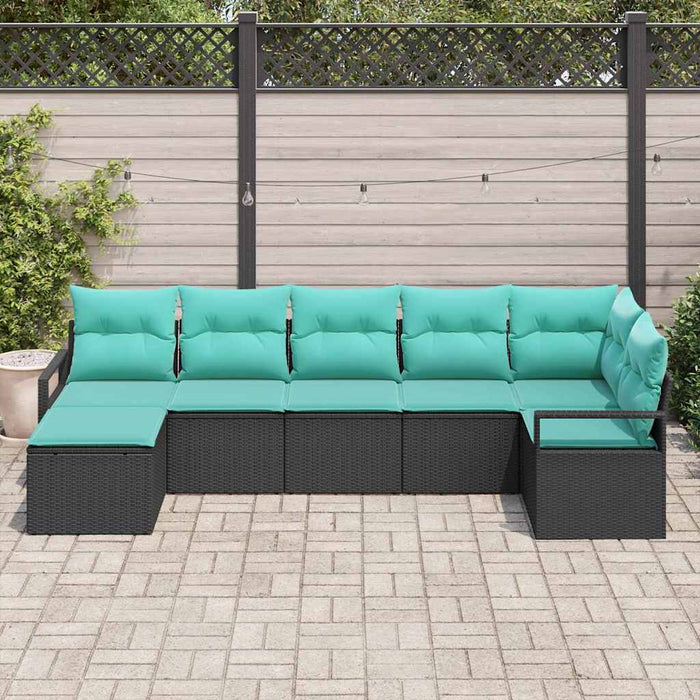 Set de canapea cu pernă 7 pcs Negru poliratan - WALTI WALTI