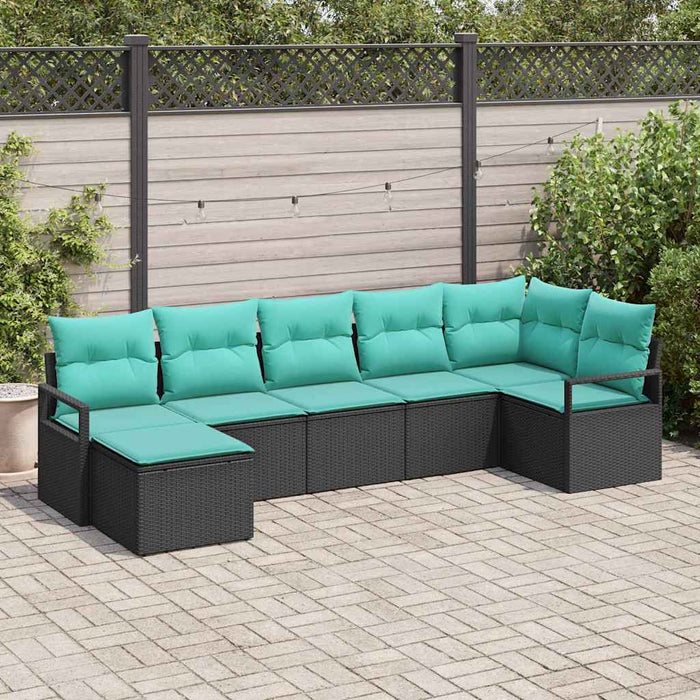 Set de canapea cu pernă 7 pcs Negru poliratan - WALTI WALTI