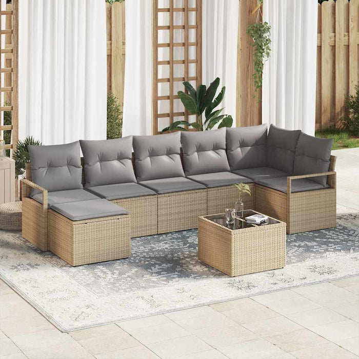Set canapea de grădină 8 piese cu perne Black Poly Rattan - WALTI WALTI